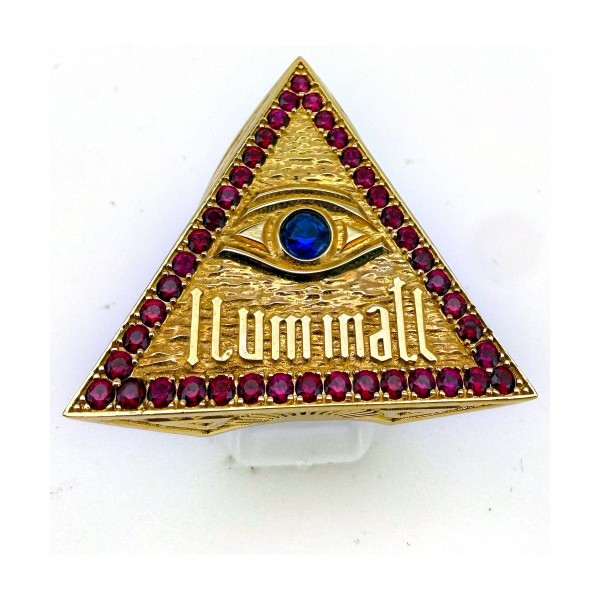 Anillo iluminati de oro 18k talla 24